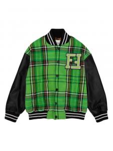 Бомбер в клетку Fendi Kids, зеленый