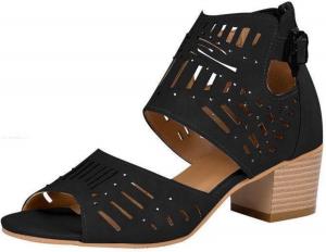 Женские летние сандалии Ladmiple 2023 года, удобные с ремешком на щиколотке, на платформе-виражке, с открытым носком, повседневные на высоком каблуке-танкетке, T8-Black