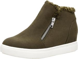 Кроссовки CUSHIONAIRE для женщин Heaven с скрытой платформой, с отделкой под овчину и вставкой из мемори-пены, Olive