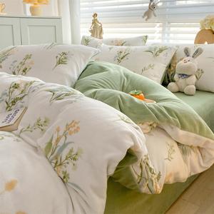 Antarctic Комплект постельного белья из молочного вельвета (простыня на резинке 200 см, пододеяльник 220х240 см), цвет G-Fengya