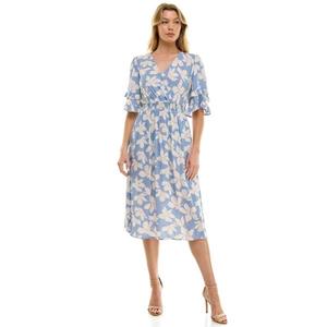 Женское платье с присборенной талией и запахом Luxology, цвет chambray ivory