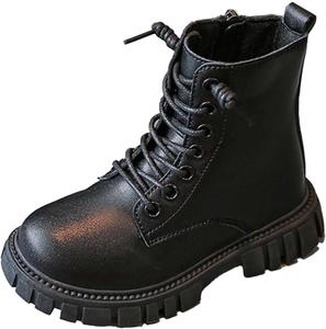 Детские ботильоны для девочек на шнуровке, с молнией сбоку, кожаные, в стиле милитари и гот, короткие прогулочные ботинки Generic, #011