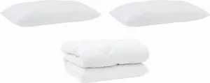 Одеяло с подушкой из 3 предметов, белая микрофибра и пуховые перья vidaXL