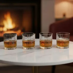 Набор из 4 стаканов для виски, 300 мл, прозрачные стаканы с клетчатым узором, для рома и джина, можно мыть в посудомоечной машине, идея для подарка мужчинам и женщинам levandeo