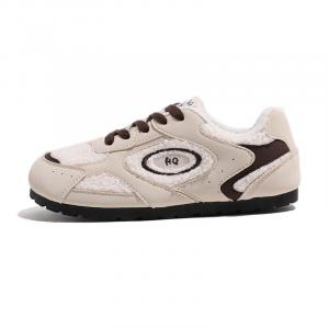 Теплые нескользящие женские скейтерские кеды HUANQIU, бежево-черные