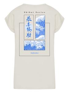 Футболка с удлиненными плечами Shibui Series в японском уличном стиле в цвете Whitesand F4NT4STIC