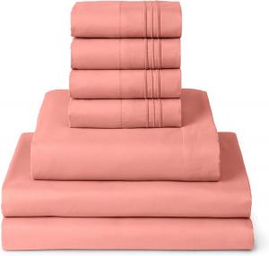 Mellanni Комплект постельного белья Split King, 7 предметов, глубина кармана 40 см, микрофибра с начесом, охлаждающий, коралловый