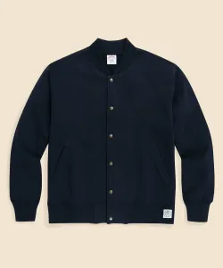 Бейсбольная куртка из хлопкового французского трикотажа с логотипом GF Brooks Brothers, цвет Navy