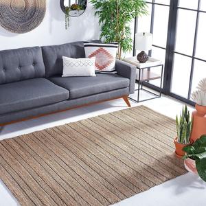 Ковер SAFAVIEH, 183 x 275 см, Natural Fiber Collection, Black & Natural, ручной работы в стиле бохо-ферма из джута и хлопка, идеален для помещений с высокой проходимостью в гостиной, спальне (NFB654Z)