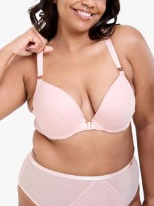 Мягкий бюстгальтер пуш-ап с сетчатой чашкой и передней застежкой Oola Lingerie, Pale Pink