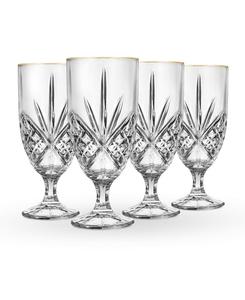 Набор из 4 стаканов для холодного чая Dublin с золотой каймой Godinger, прозрачный