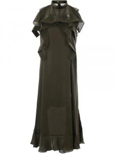Sacai платье без рукавов из шифона, зеленый