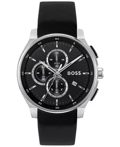 Мужские часы Peak 2.0 Quartz Chrono с черным кожаным ремешком, 45 мм Hugo Boss