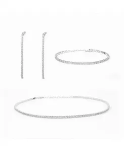 Комплект из теннисного браслета, ожерелья и сережек-капель из стерлингового серебра Bearfruit Jewelry, silver