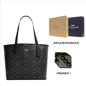 COACH Городская сумка-тоут из фирменного большого полотна черная