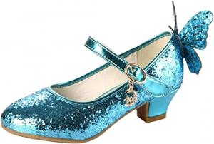 Сандалии на каблуке для женщин, туфли для бальных танцев, латиноамериканских танцев, сальсы и танго (цвет: серебристый, размер: 4 (детский)) Generic