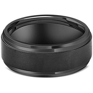 Мужское обручальное кольцо Comfort Fit из черного титана с полированным скошенным краем, 9 мм Pompeii2, Titainum