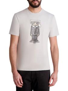 Футболка с вышитым рисунком плоской головы Karl Lagerfeld Paris, серый