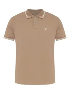 Рубашка-поло с отложным воротником EMPORIO ARMANI, нейтральный