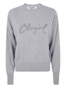 Свитер, украшенный кристаллами Blugirl, серый