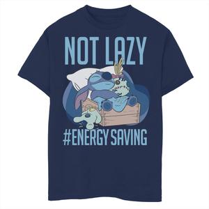 Футболка с изображением «Лило и Стич» Disney's для мальчиков 8–20 лет «Не ленивый» #Энергосбережение с портретом Licensed Character