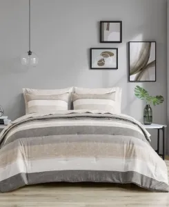 Комплект постельного белья Jaxon Wide Stripe из 7 предметов, размер California King Madison Park Essentials, темно-коричневый/серый