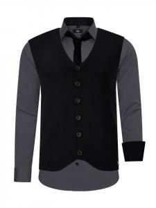 Рубашка с жилетом и галстуком, комплект из 3 предметов, антрацитовый Rusty Neal