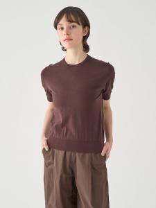 Хлопковый трикотажный пуловер с коротким рукавом | NELL | 30G, современный крой