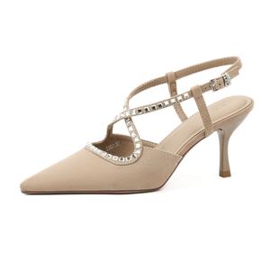 Туфли на тонком каблуке высотой 7 см для женщин Bamiti, Khaki