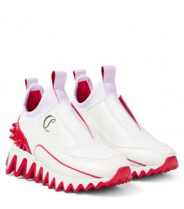 Мини-кроссовки Sharkyloub слипоны Christian Louboutin Kids, Bianco/Loubi