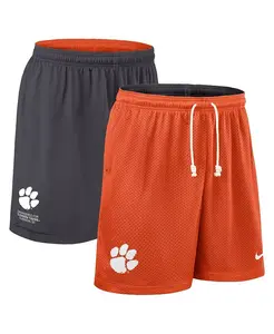 Мужские шорты Clemson Tigers 2025 Sideline Reversible Performance оранжевого/угольного цвета Nike