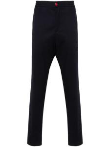 Kiton зауженные брюки с нашивкой-логотипом, синий