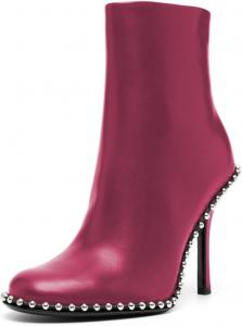 YDN Модные женские ботильоны, круглый носок, закрытый, молнии, заклепки, шпилька, высокие каблуки, обувь, для вечеринок, шопинга, повседневная носка, размер 37-44, Knallpink (Hot Pink)