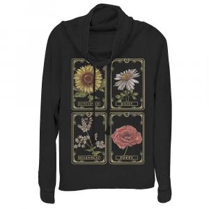 Легкая игральная карта Таро Подсолнух для юниоров с воротником-хомутом и графикой, с длинным рукавом, черный