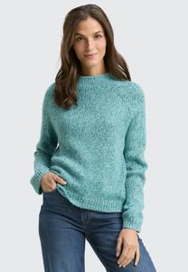 Джемпер TOM TAILOR PULLOVER LOOSE FIT MIT ANTEIL, Teal White Mouline/Teal