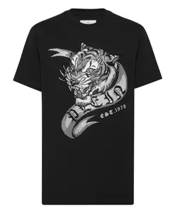 Футболка, круглый вырез, татуировка Philipp Plein, черный