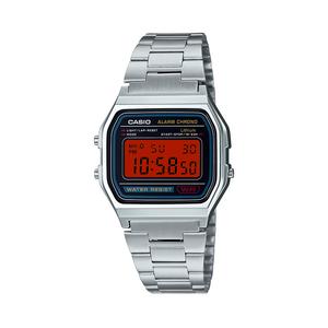 CASIO Retrofit Series A158WA 1 Quartz Movement Stainless Steel Strap Watch Unisex Red Watch Dial