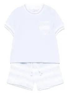 Комплект из футболки и полосатых шортов Patachou, синий