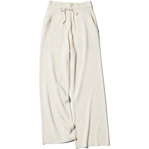 Трикотажные брюки в рубчик UNIQLO, светло-бежевые