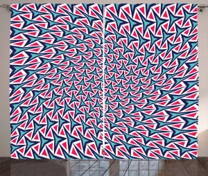 Шторы ABAKUHAUS в деревенском стиле, ретро-хипстерский абстрактный мотив, универсальные ленточные шторы для гостиной с петлями и крючками, 280 x 175 см, темно-кораллово-бирюзовый Abakuhaus