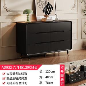 Mikemijia Комод 120 см для спальни и гостиной в стиле модерн, французский винтаж, черный матовый лак, 7 ящиков, полностью собран