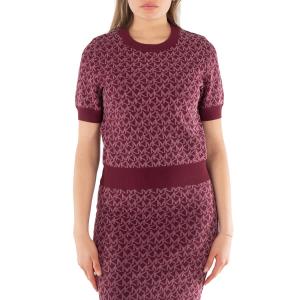 Свитер с коротким рукавом Michael Kors Logo Jacquard, размер S, красный