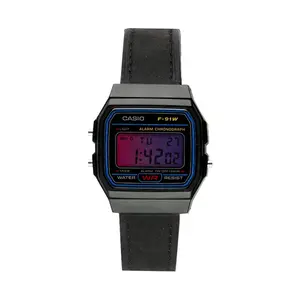 CASIO Ретро серия кварцевый механизм натуральный кожаный ремешок унисекс черный циферблат часы