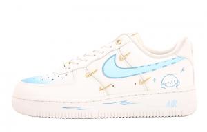 Nike Кроссовки для скейтбординга Air Force 1 Coverage Abrasion Resistant Low top женские белый синий