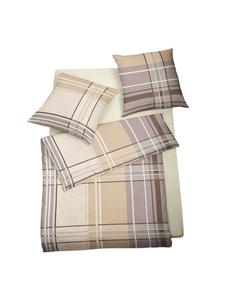 Бежевое полосатое постельное белье BettwarenShop, 155 x 220 + 80 x 80 см