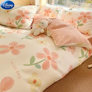 Disney Комплект постельного белья 3 предмета, простыня 150x200 см, пододеяльник 0.9 м, цветочный принт, хлопок