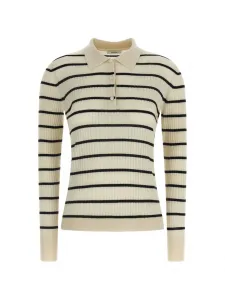 Полосатый трикотажный топ-поло gitano MAX MARA, бежевый