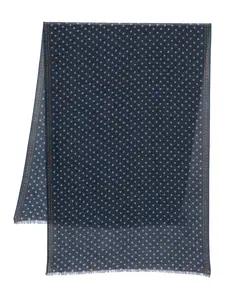 Шарф в мелкую точку с бахромой Dell'oglio, синий