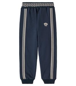 Спортивные брюки из хлопкового джерси Greca Border Versace Kids, Uniform Navy+ Sand