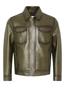 Кожаная куртка в джинсовом стиле с карманами YVES SALOMON, зеленый